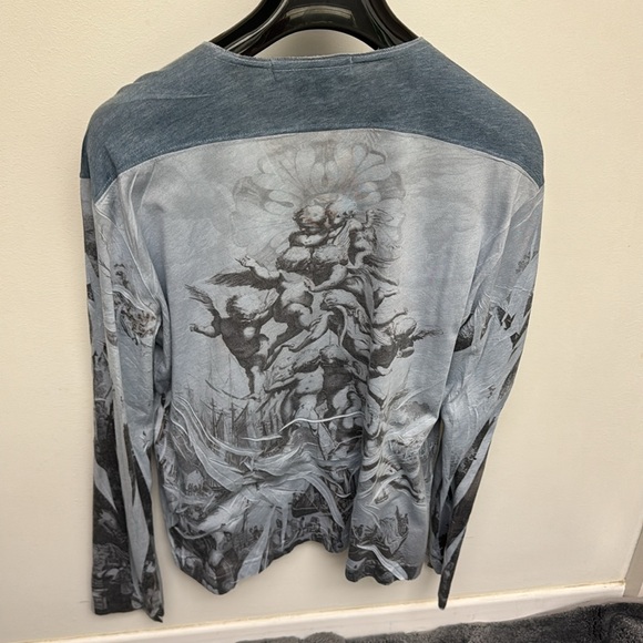 Rare Vintage 2k Ami Sanzuri cherubs crimped print long sleeve T-shirt M - Picture 5 of 6